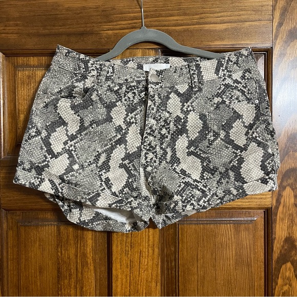 SOLD - Snakeskin High Waisted Twill Shorts - Picture 2 of 3